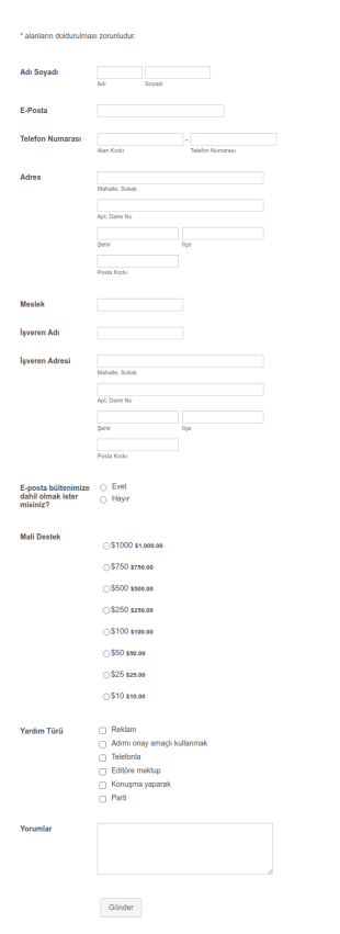 Katkı Form Şablonu