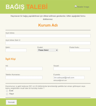 Katkı Talebi Form Template
