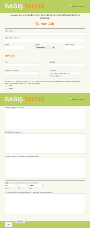 Katkı Talebi Form Şablonu