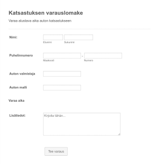 Katsastuksen Varauslomake Form Template