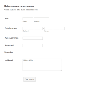 Katsastuksen Varauslomake