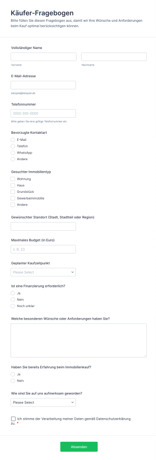 Käufer Fragebogen