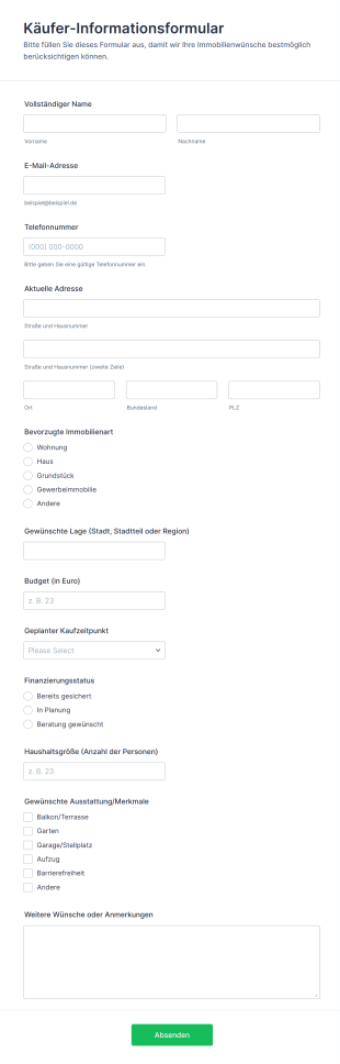 Käufer Informationsformular