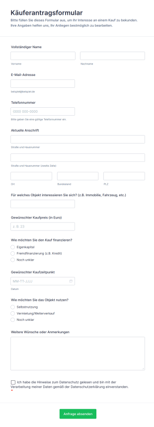 Käuferantragsformular