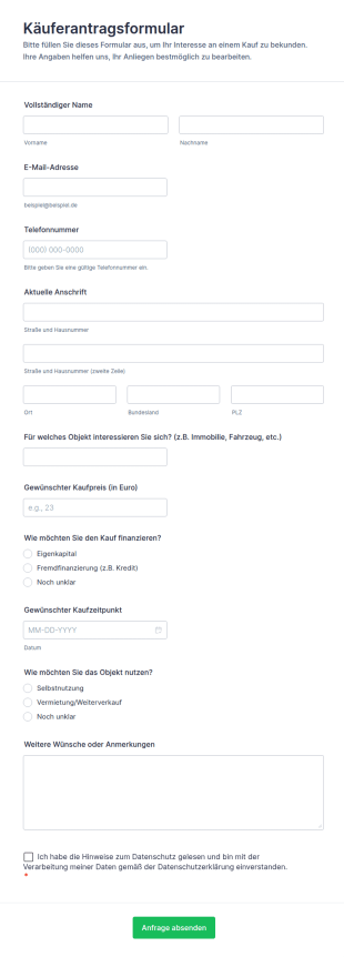 Käuferantragsformular