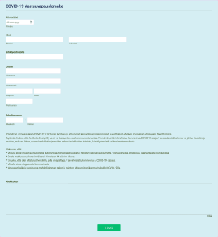 Kauneushoitolan COVID 19 Vastuuvapauslomake Form Template