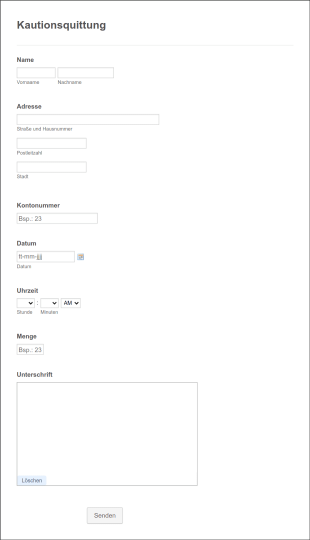 Kautionsquittung Form Template