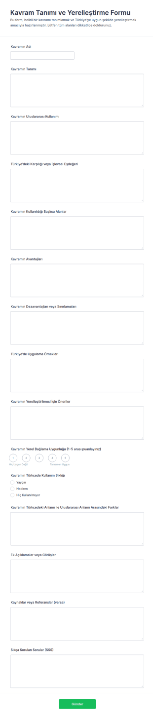 Kavram Tanımlama Form Şablonu