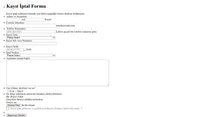 Kayıt İptal Form Şablonu