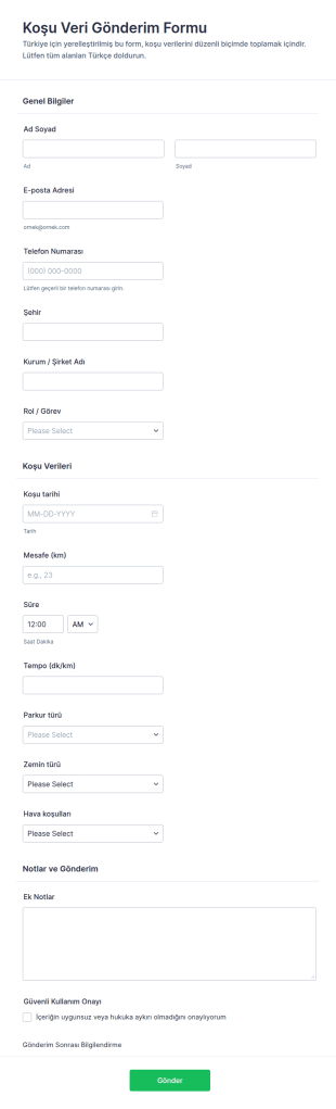 Kayıtlı Veri Akışı Teslim Form Şablonu