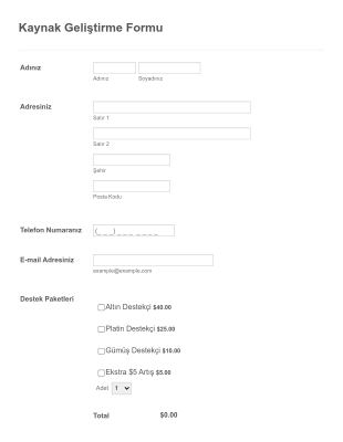 Kaynak Gelistirme Form Template