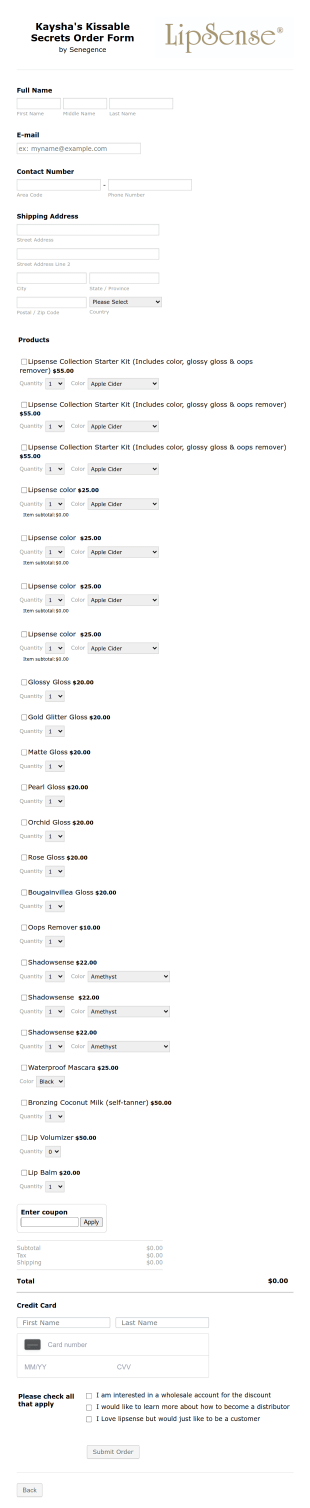 Makeup Order Form Template