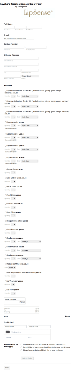Makeup Order Form Template