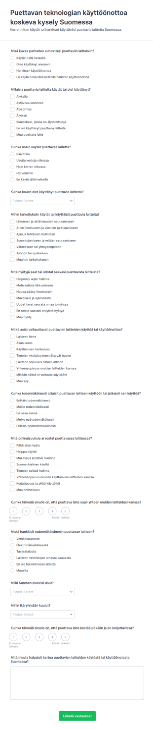 Käytettävien Teknologioiden Käyttöönoton Kysely
