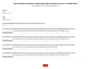 Kazım Karabekir Ortaokulu Uzaktan Eğitim Öğrenci Katılım Durumu ( 15 19 Mart 2021) Form Şablonu