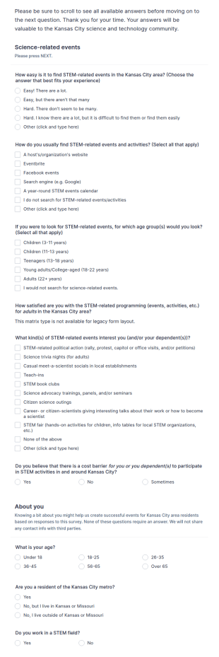 STEM Events Survey Form Template