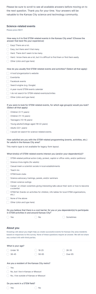STEM Events Survey Form Template