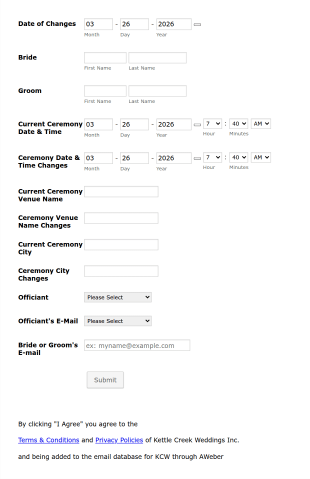 Wedding Ceremony Contract Form Template