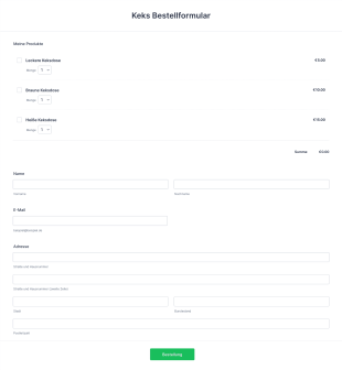 Keks Bestellformular