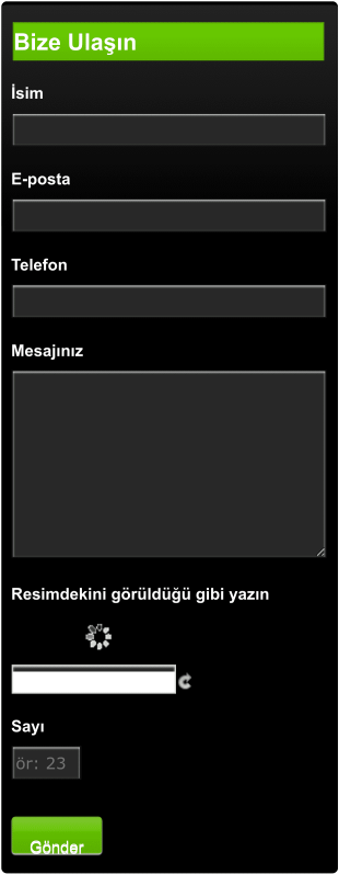 Kenar Çubuğu İletişim Form Template