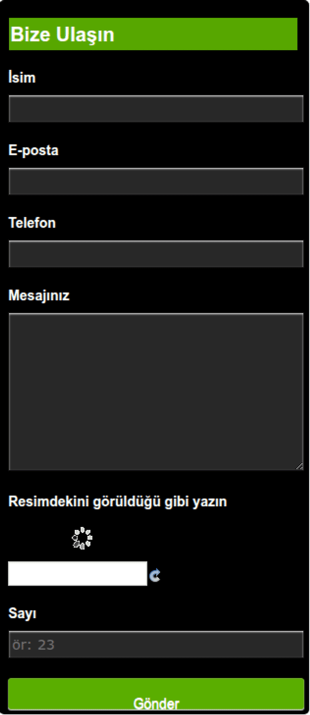Kenar Çubuğu İletişim Form Şablonu