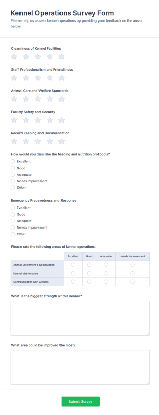 Kennel Operations Survey Form Template