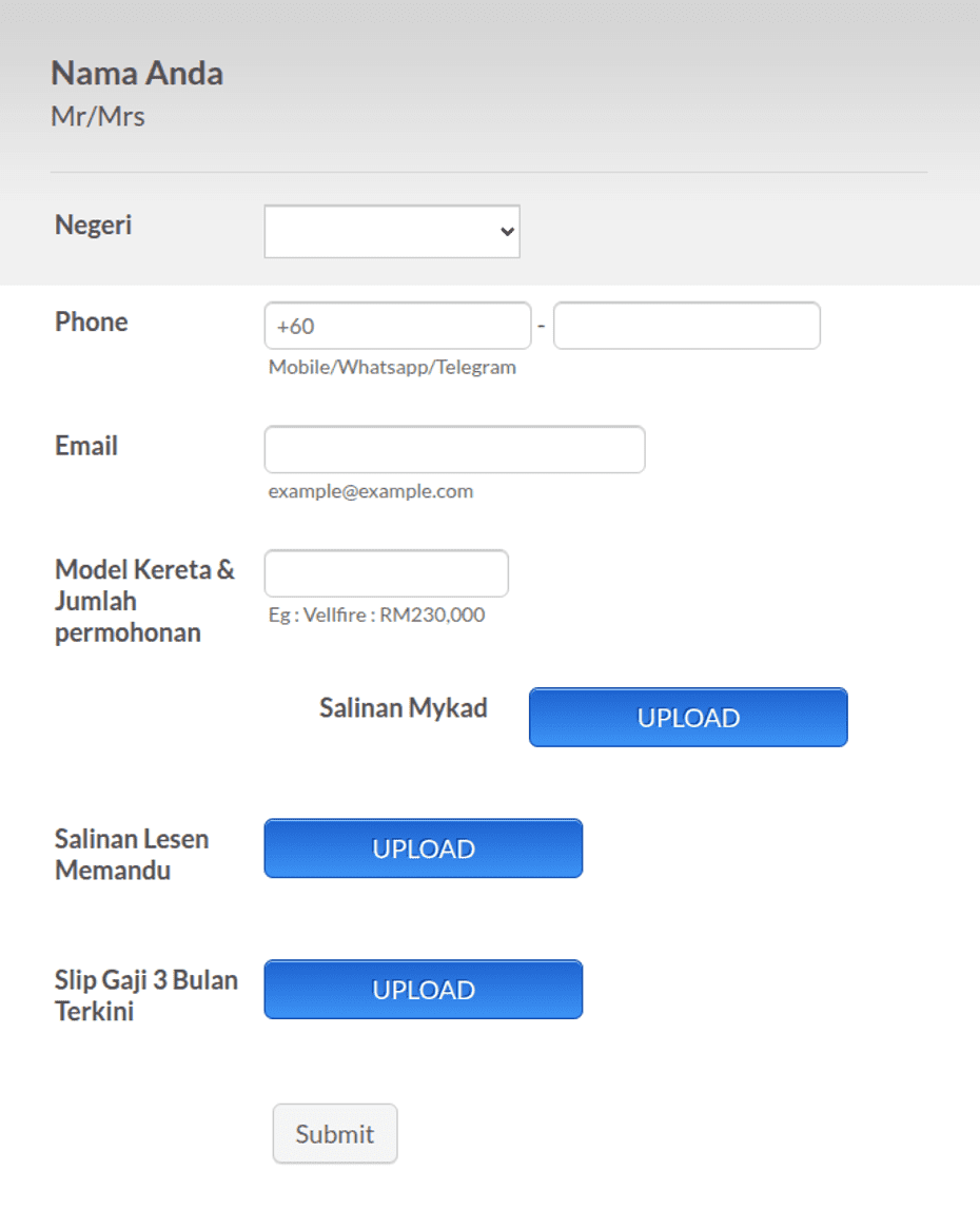 MSA Auto Form Template | Jotform