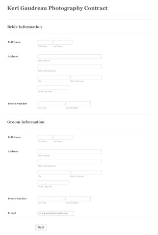 Keri Gaudreau Photography Contract Form Template