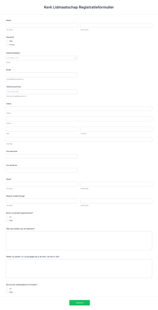Kerk Lidmaatschap Registratieformulier Form Template
