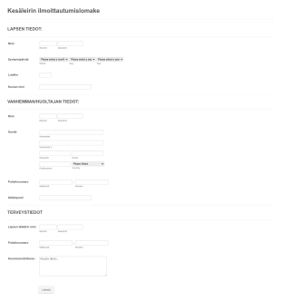 Kesäleirin Ilmoittautumislomake