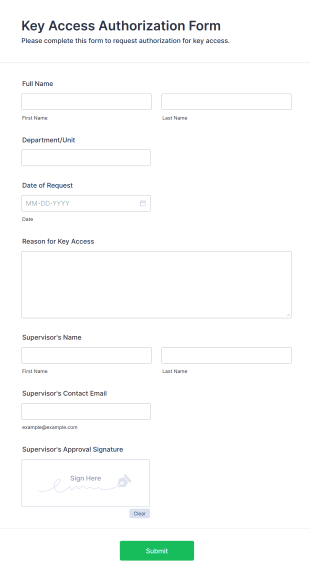 Key Access Authorization Form Template