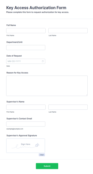 Key Access Authorization Form Template