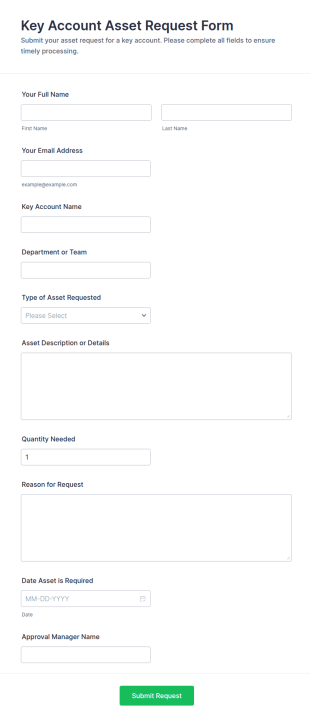Key Account Asset Request Form Template