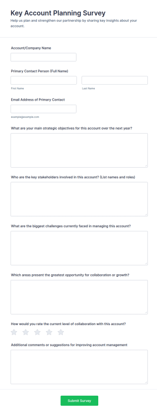 Key Account Planning Survey Form Template