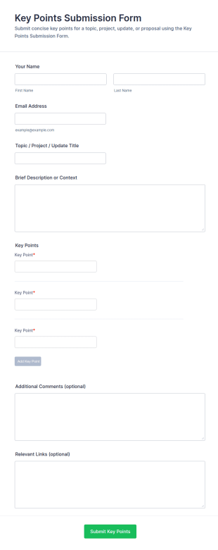 Key Points Submission Form Template
