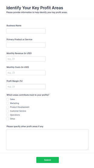 Key Profit Areas Identification Form Template