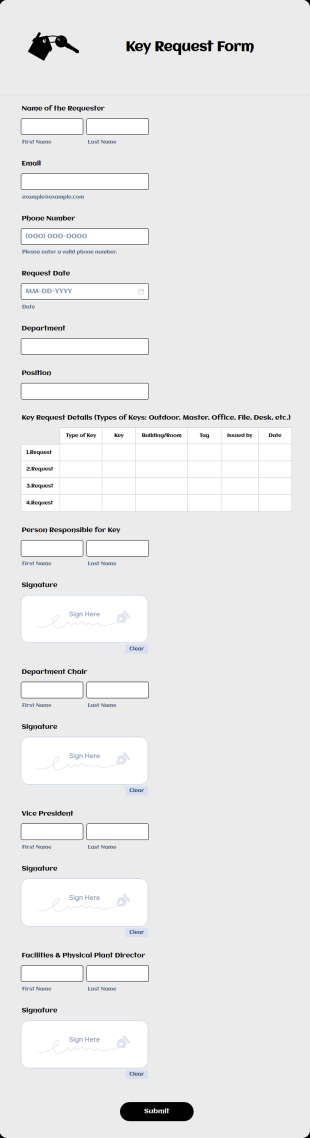 Key Request Form Template