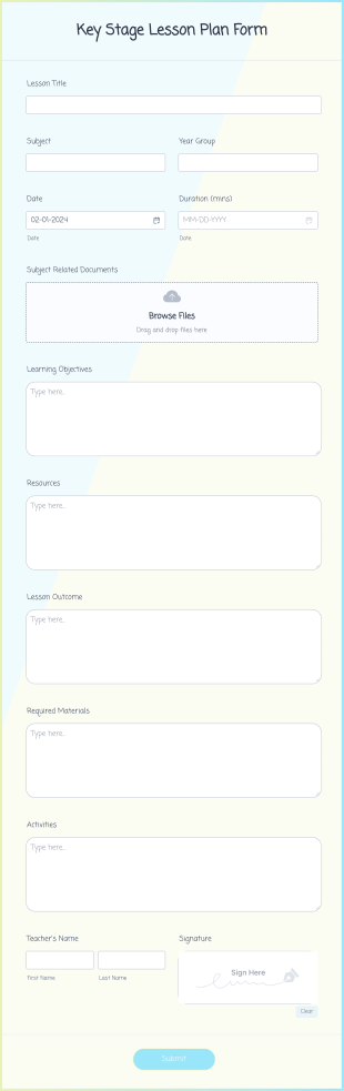 Key Stage Lesson Plan AI Agent Template | Jotform