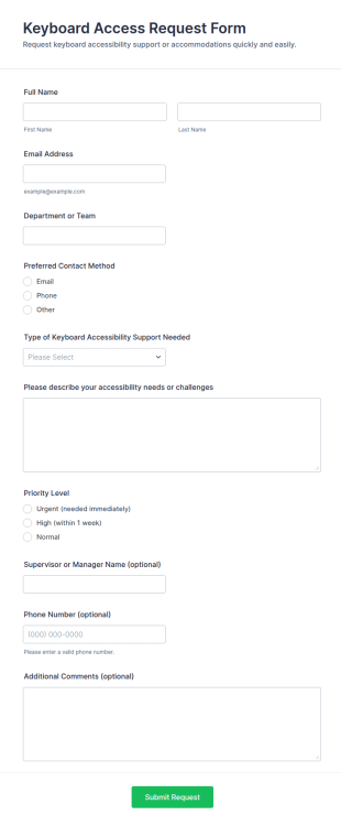 Keyboard Access Request Form Template