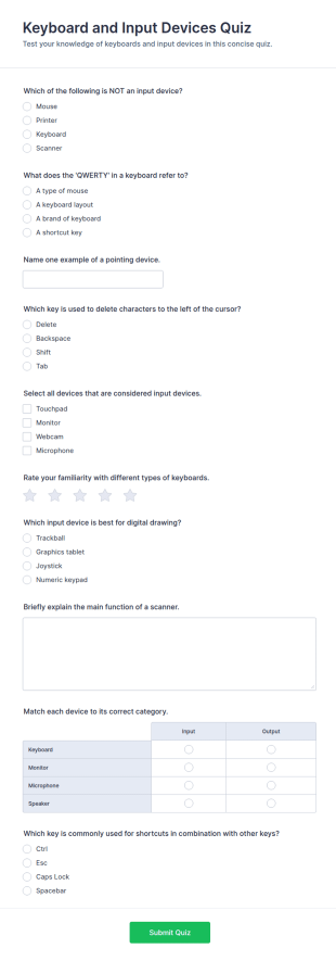 Keyboard And Input Devices Quiz Form Template