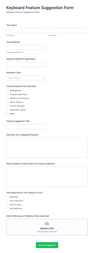 Keyboard Feature Suggestion Form Template