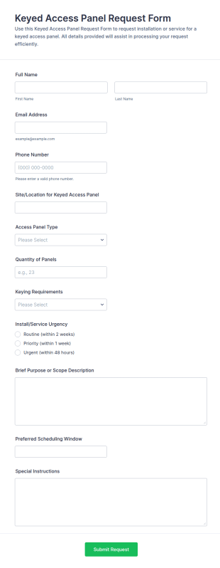 Keyed Access Panel Request Form Template