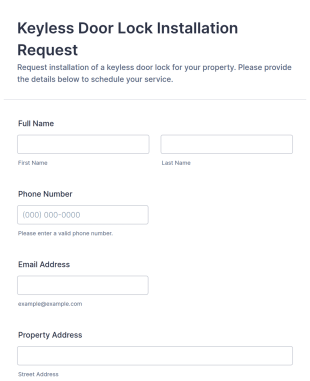 Keyless Door Lock Installation Request Form Template