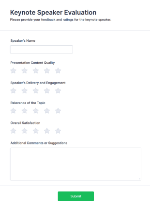 Keynote Speaker Evaluation Form Template