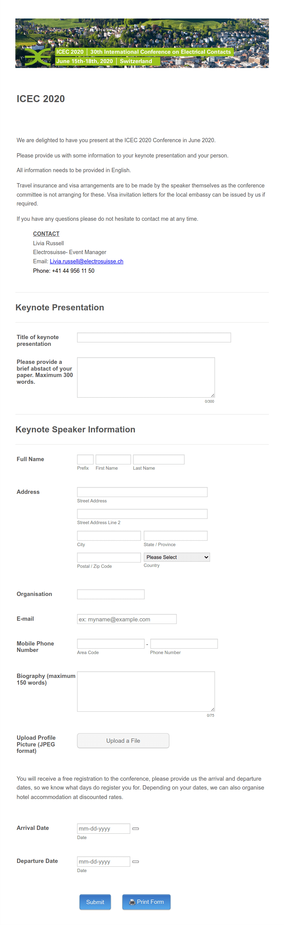 Keynote Speaker Submissions Form Template | Jotform