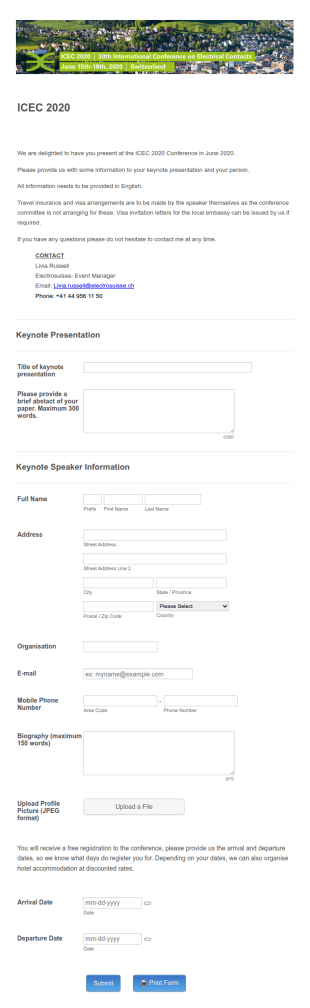 Speaker Submission Form Template