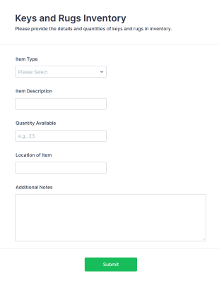 Keys And Rugs Inventory Form Template