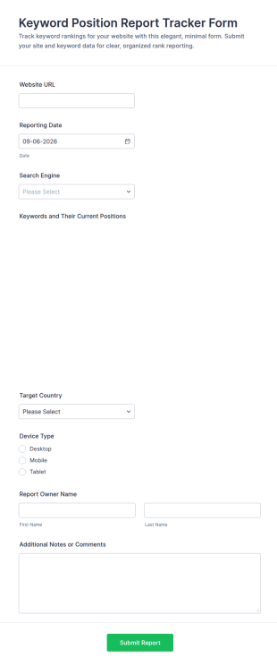 Keyword Position Report Tracker Form Template