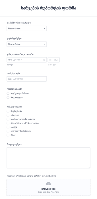 ხარჯების რეპორტის ფორმა