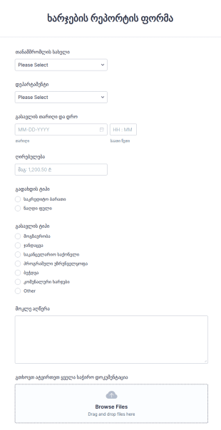 ხარჯების რეპორტის ფორმა